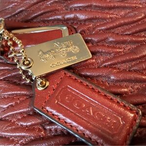 Coach Textured Red Leather Bag with Gold Details